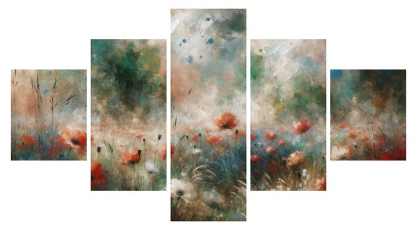 Obraz – Abstrakcja pola z makami (125x70 cm)