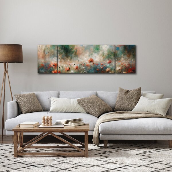 Obraz – Abstrakcja pola z makami (170x50 cm)