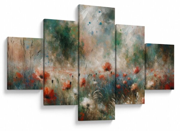Obraz – Abstrakcja pola z makami (125x70 cm)
