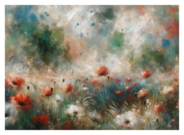Obraz – Abstrakcja pola z makami (70x50 cm)