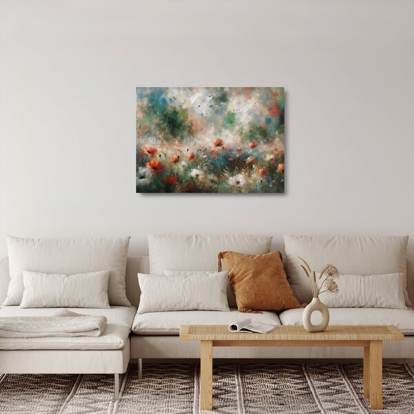 Obraz na szkle – Abstrakcja pola z makami (70x50 cm)
