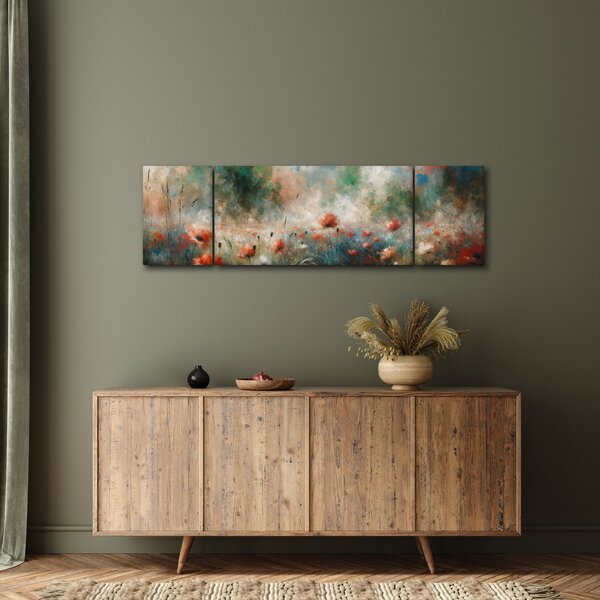 Obraz – Abstrakcja pola z makami (170x50 cm)