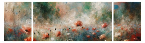 Obraz – Abstrakcja pola z makami (170x50 cm)