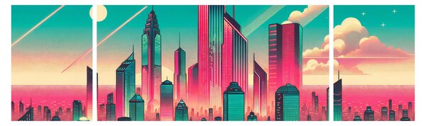 Obraz – Metropolia w stylu pop-art (170x50 cm)