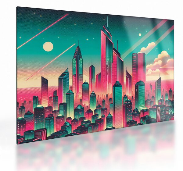 Obraz na szkle – Metropolia w stylu pop-art (70x50 cm)