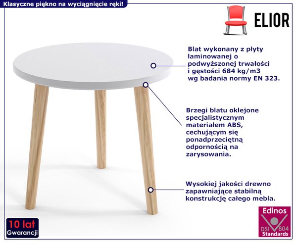 Okrągły biały stolik kawowy C9-K64