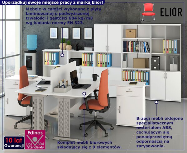 Biały dwustanowiskowy komplet mebli biurowych T1-T33