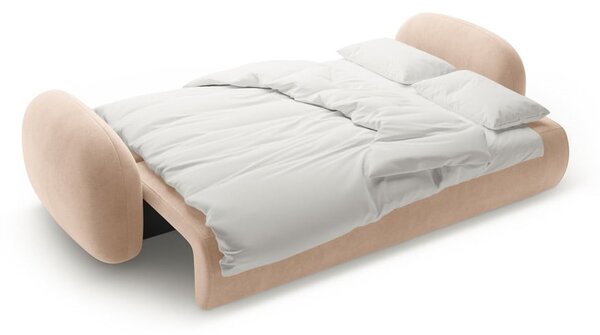 Beżowa aksamitna rozkładana/ze schowkiem sofa 262 cm Tonale – Cosmopolitan Design