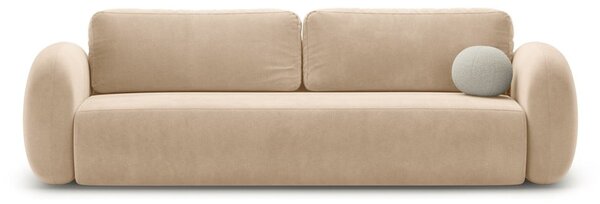 Beżowa aksamitna rozkładana/ze schowkiem sofa 262 cm Tonale – Cosmopolitan Design