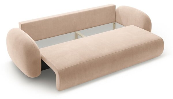 Beżowa aksamitna rozkładana/ze schowkiem sofa 262 cm Tonale – Cosmopolitan Design