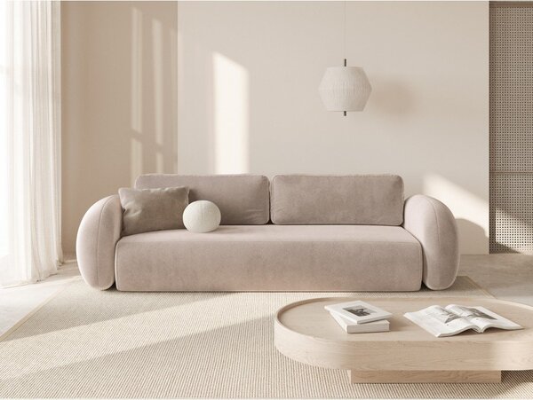 Beżowa aksamitna rozkładana/ze schowkiem sofa 262 cm Tonale – Cosmopolitan Design