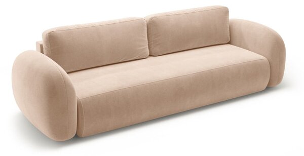 Beżowa aksamitna rozkładana/ze schowkiem sofa 262 cm Tonale – Cosmopolitan Design