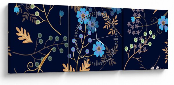 Obraz - Jesienne kwiaty (z zegarem) (90x30 cm)