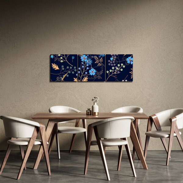 Obraz - Jesienne kwiaty (z zegarem) (90x30 cm)