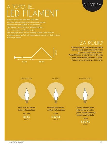 Świecznik adwentowy LED Filament, czerwony