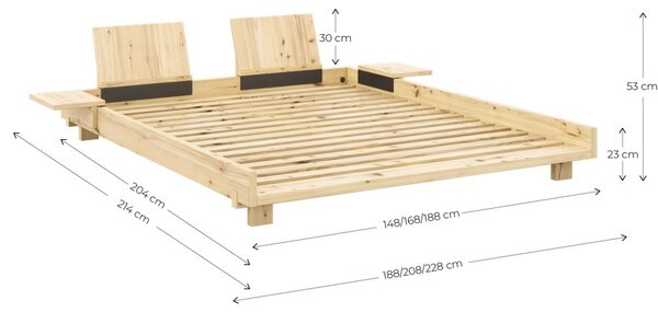 Łóżko dwuosobowe z litego drewna sosnowego ze stelażem 180x200 cm Social Bed – Karup Design
