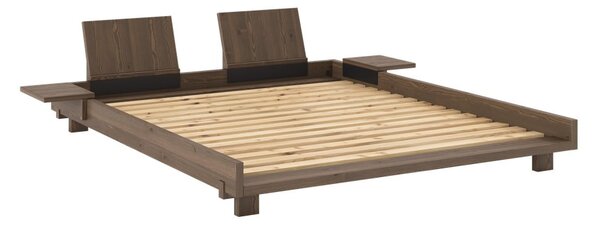 Brązowe łóżko dwuosobowe z litego drewna sosnowego ze stelażem 160x200 cm Social – Karup Design