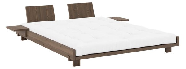 Brązowe łóżko dwuosobowe z litego drewna sosnowego ze stelażem 160x200 cm Social – Karup Design