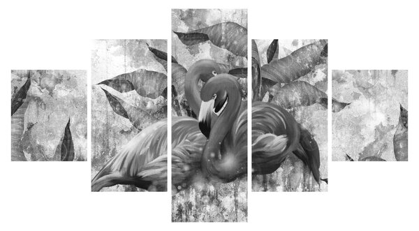 Obraz - Graffiti z flamingami (125x70 cm)