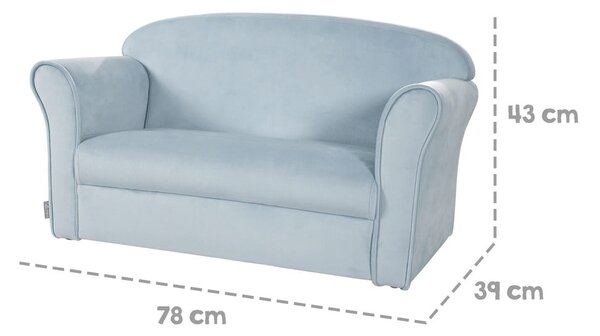 Jasnoniebieska aksamitna sofa dla dzieci 78 cm Lil Sofa – Roba