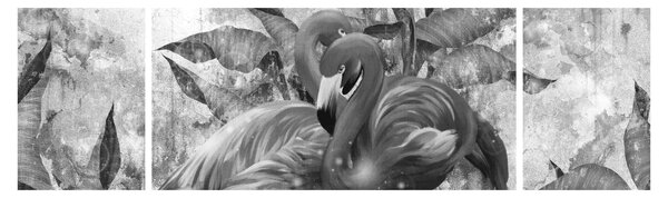 Obraz - Graffiti z flamingami (170x50 cm)
