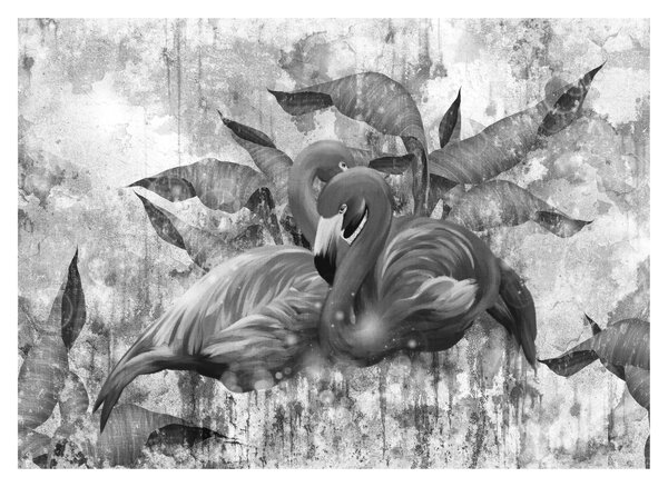 Obraz na szkle - Graffiti z flamingami (70x50 cm)