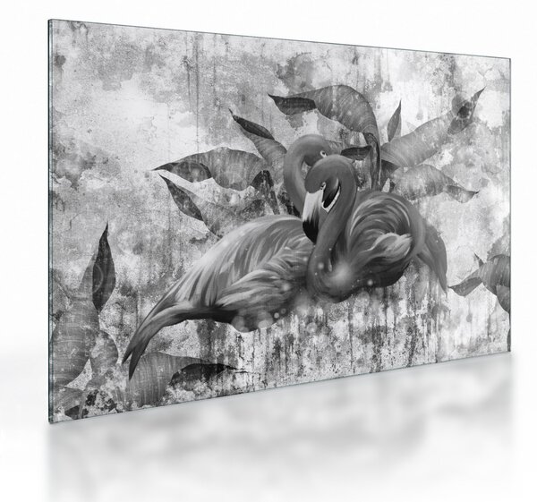 Obraz na szkle - Graffiti z flamingami (70x50 cm)