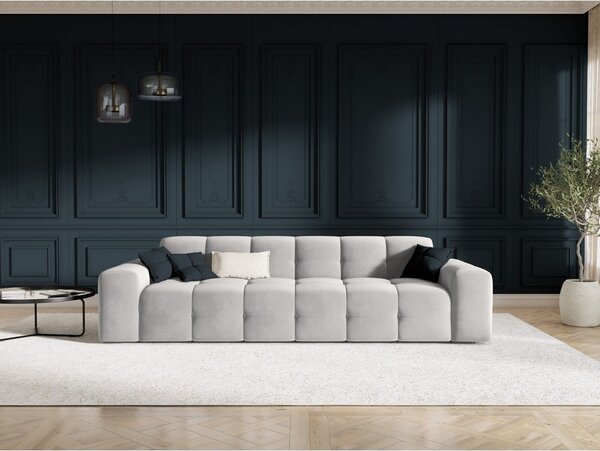 Jasnoszara aksamitna sofa 255 cm Kendal – Micadoni Home