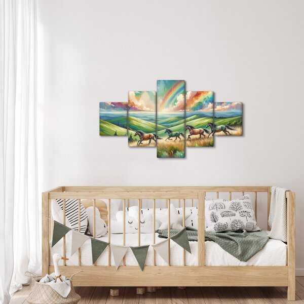 Obraz – Konie galopujące przez krajobraz (125x70 cm)