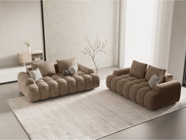 Jasnobrązowa aksamitna sofa 175 cm Linz – Cosmopolitan Design