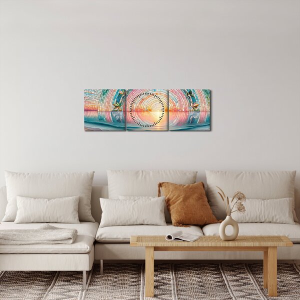 Obraz – Mozaika zachodzącego słońca (z zegarem) (90x30 cm)