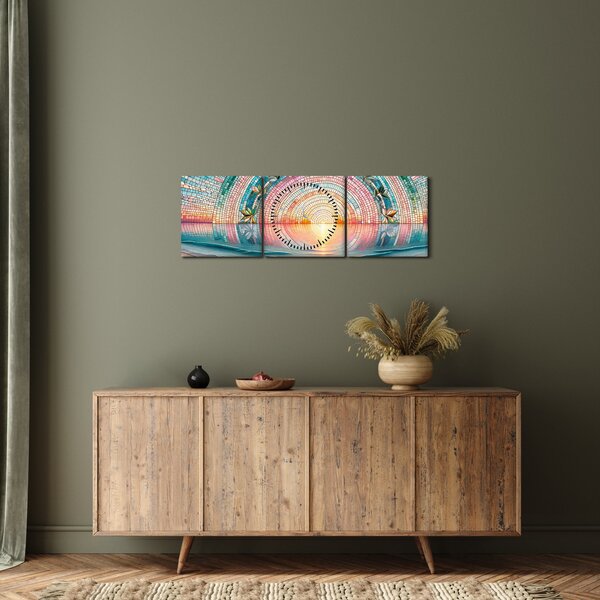 Obraz – Mozaika zachodzącego słońca (z zegarem) (90x30 cm)