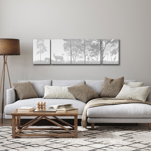 Obraz - Łąka z jeleniami (170x50 cm)