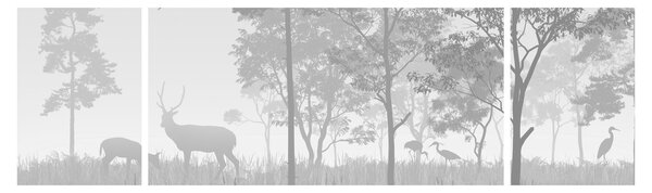 Obraz - Łąka z jeleniami (170x50 cm)
