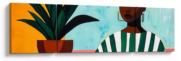 Obraz - Kobieta z kwiatem (170x50 cm)