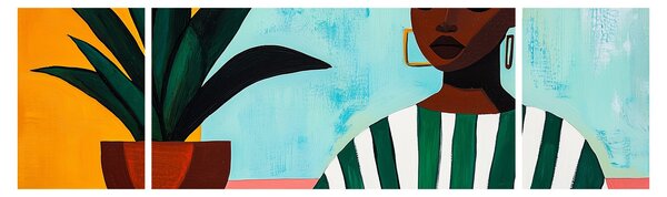 Obraz - Kobieta z kwiatem (170x50 cm)