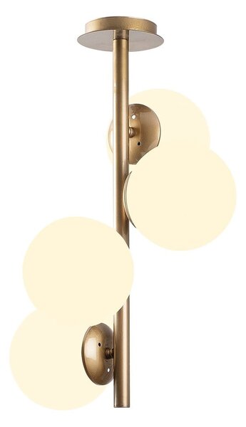 Biała/w kolorze mosiądzu lampa sufitowa ze szklanym kloszem ø 15 cm Faze – Opviq lights
