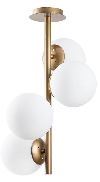 Biała/w kolorze mosiądzu lampa sufitowa ze szklanym kloszem ø 15 cm Faze – Opviq lights