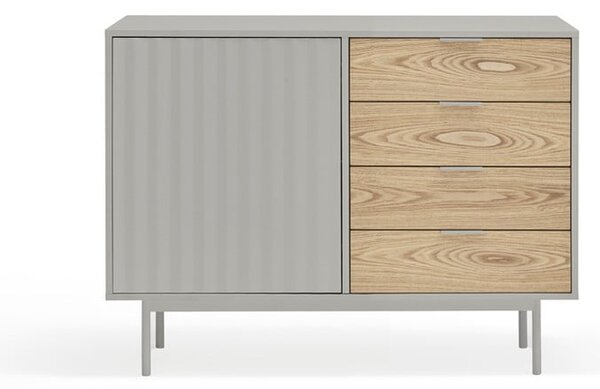 Szaro-naturalna niska komoda w dekorze dębu 108x80 cm Sierra – Teulat