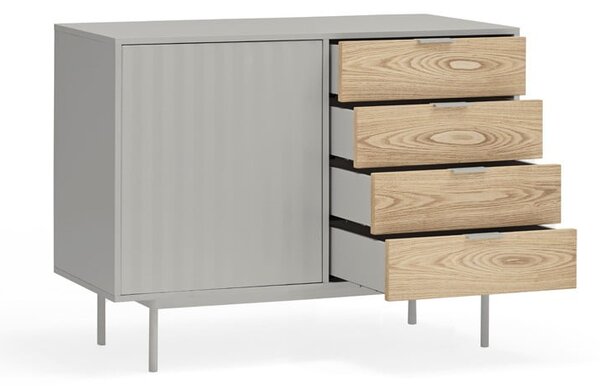 Szaro-naturalna niska komoda w dekorze dębu 108x80 cm Sierra – Teulat