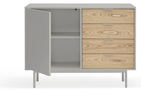Szaro-naturalna niska komoda w dekorze dębu 108x80 cm Sierra – Teulat