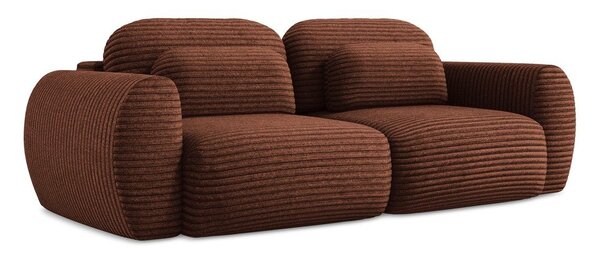 Sztruksowa rozkładana sofa w kolorze terakoty ze schowkiem266 cm Kini – Makamii