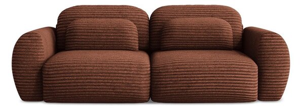 Sztruksowa rozkładana sofa w kolorze terakoty ze schowkiem266 cm Kini – Makamii