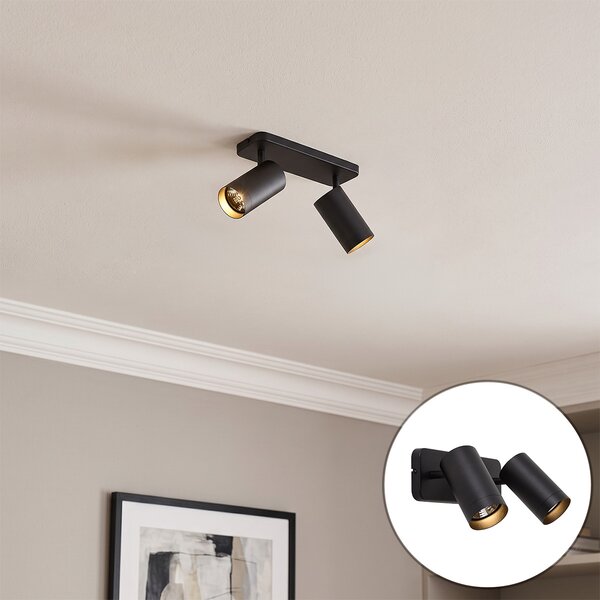 Nowoczesna lampa sufitowa czarna 2-punktowa GU10 70mm - Jeana Luxe
