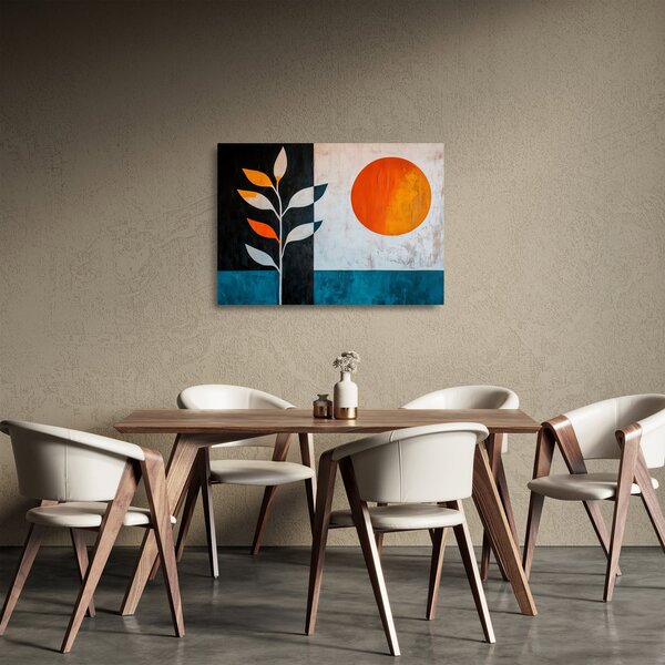 Obraz na szkle - Abstrakcja rośliny i słońca (70x50 cm)