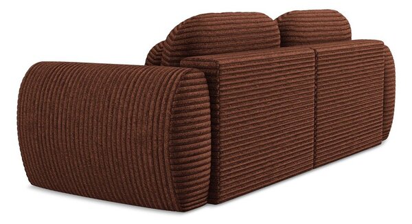 Sztruksowa rozkładana sofa w kolorze terakoty ze schowkiem266 cm Kini – Makamii
