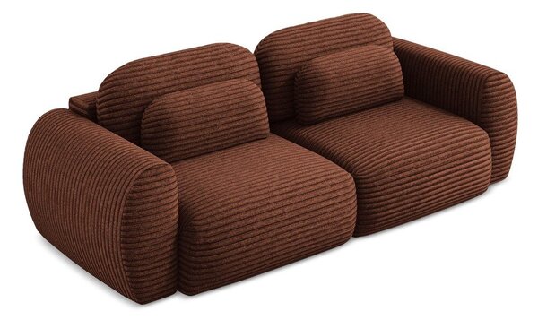 Sztruksowa rozkładana sofa w kolorze terakoty ze schowkiem266 cm Kini – Makamii