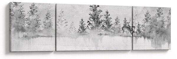 Obraz - Jeleń nad jeziorem (170x50 cm)