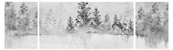 Obraz - Jeleń nad jeziorem (170x50 cm)