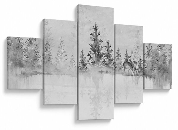 Obraz - Jeleń nad jeziorem (125x70 cm)